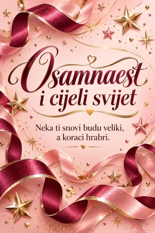 Čestitka · Osamnaest i cijeli svijet - Ružičasti sjaj