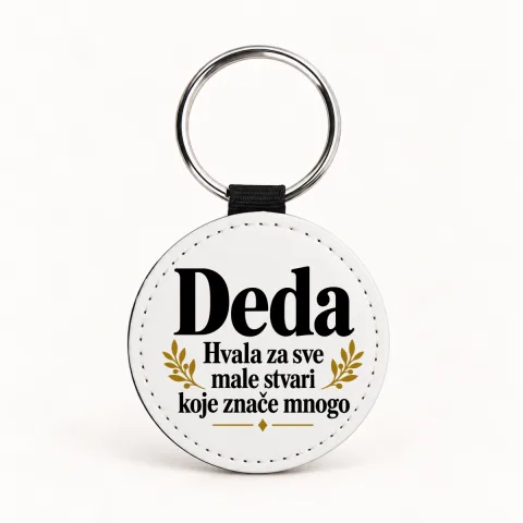 Deda — Hvala za sve male stvari koje znače mnogo - Kožni privjesak — okrugli