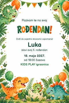 Pozivnica · Dino zabava na izdeleku