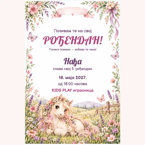 Pozivnica · Poni i cvjetna livada