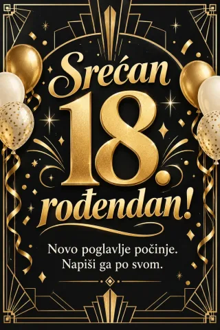 Čestitka · Srećan osamnaesti rođendan - Crno zlato