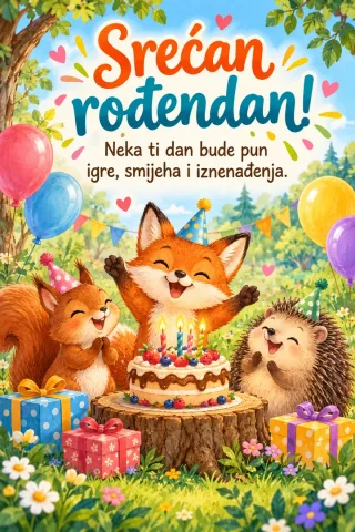 Čestitka · Srećan rođendan - Šumska zabava