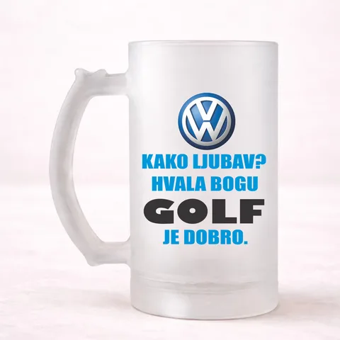 Kako ljubav? Hvala bogu GOLF je dobro - Krigla – izdelek sa printom