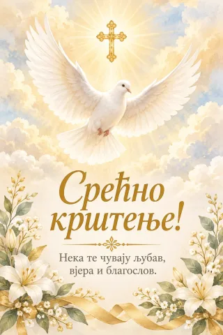Čestitka · Крштење - Бијели голуб