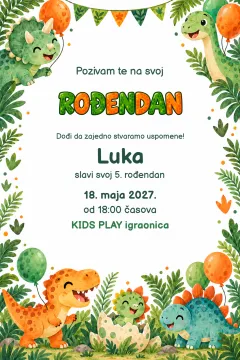 Pozivnica · Dino zabava na proizvodu