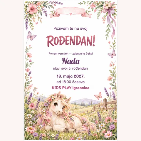 Pozivnica · Poni i cvjetna livada