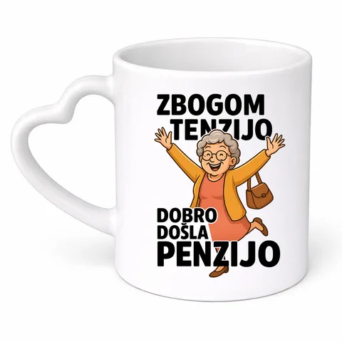 Zbogom tenzijo dobro došla penzijo 2 - Šolja srce – izdelek sa printom