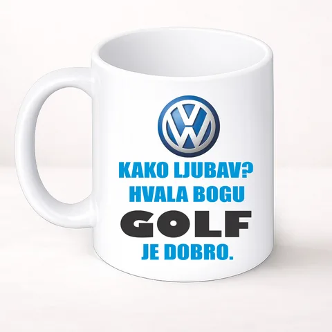 Kako ljubav? Hvala bogu GOLF je dobro - Šolja Classic – izdelek sa printom