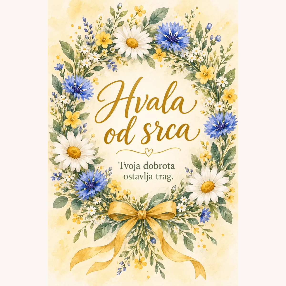 Čestitka · Hvala od srca - Cvjetni vijenac – prikaz proizvoda