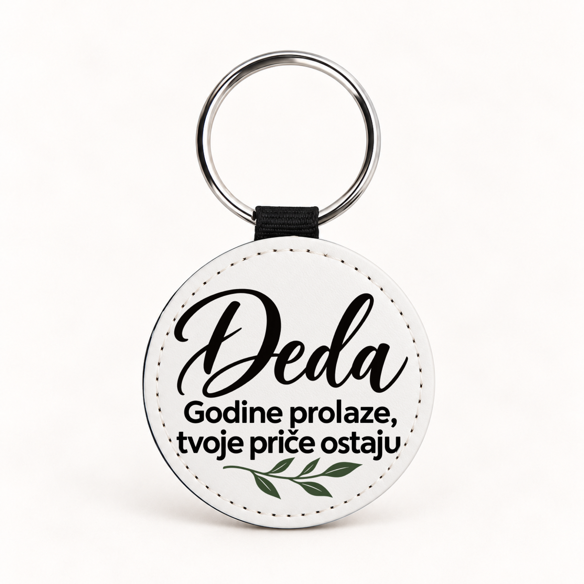 Deda — Godine prolaze, tvoje priče ostaju - Kožni privjesak — okrugli – prikaz proizvoda