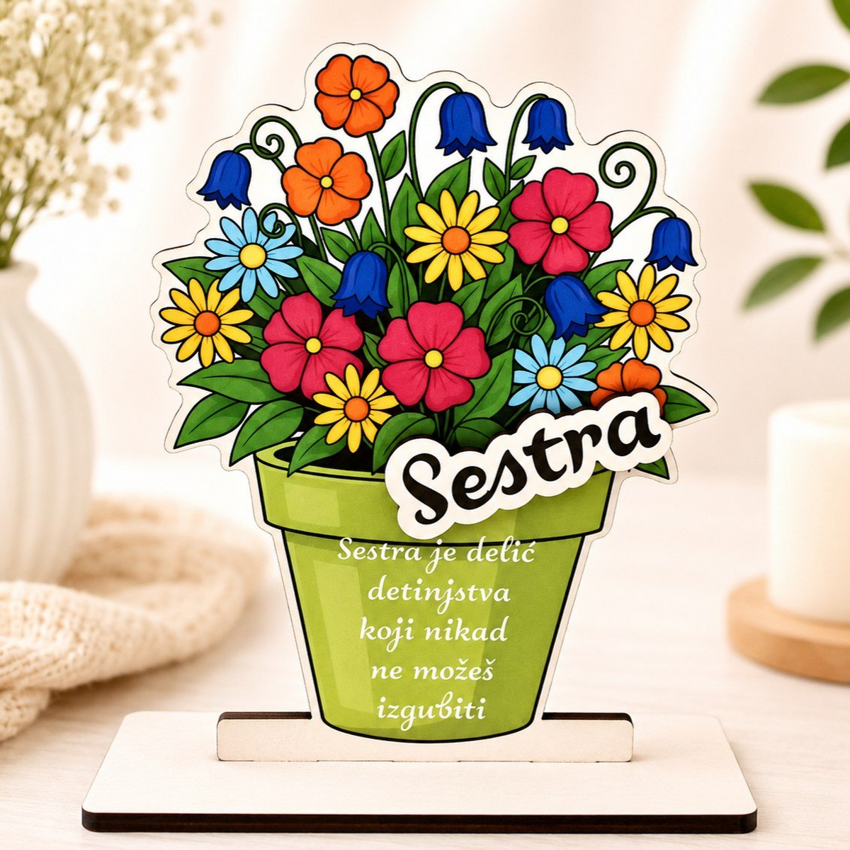 Drveni ukrasni stalak – Sestra – prikaz izdelka