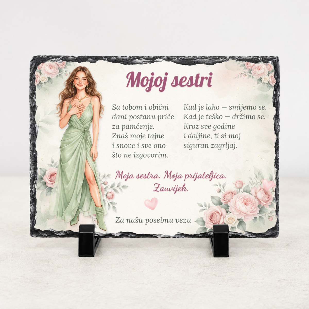 Mojoj sestri · Zauvijek uz tebe · Foto kamen – vodoravno – prikaz proizvoda
