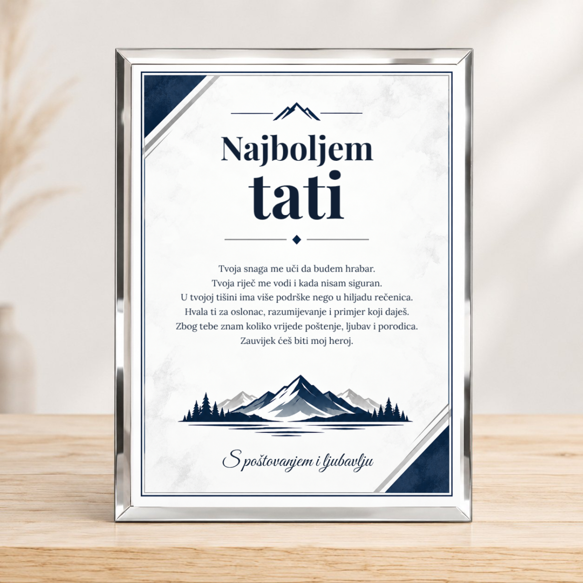 Najboljem tati · Foto staklo – uspravno – prikaz izdelka