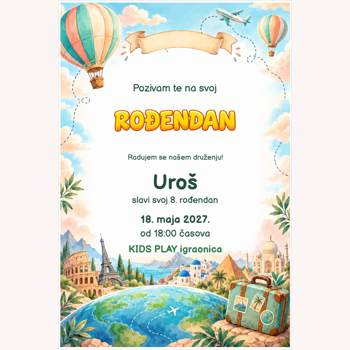 Pozivnica · Put oko svijeta – prikaz proizvoda