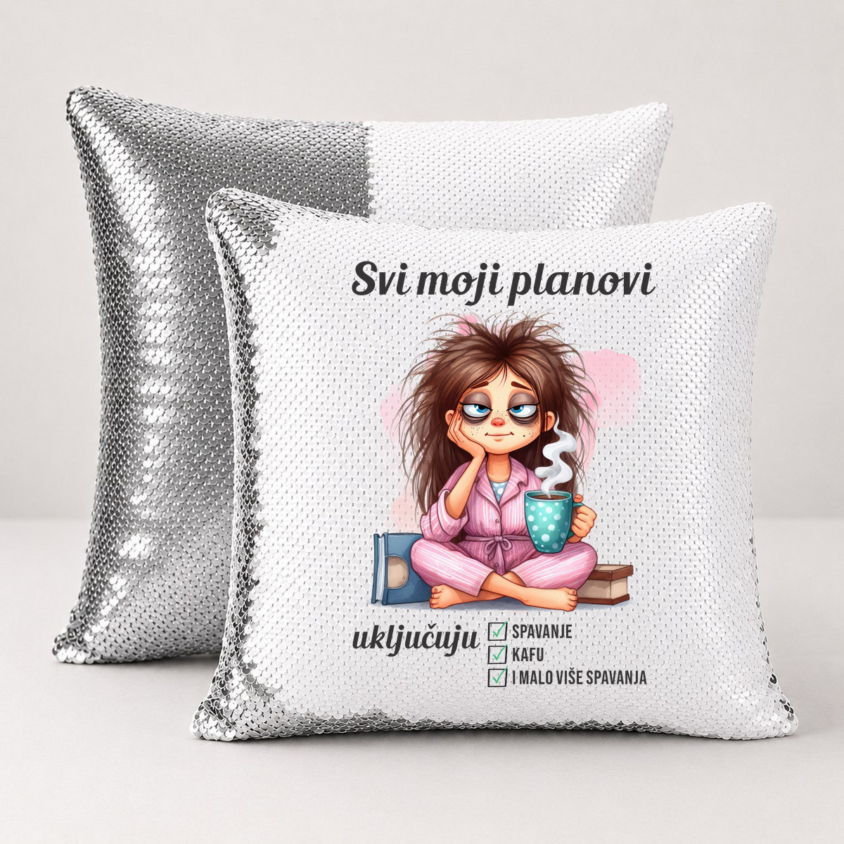 Svi moji planovi ukljucuju spavanje kafu - Jastuk magični – prikaz izdelka
