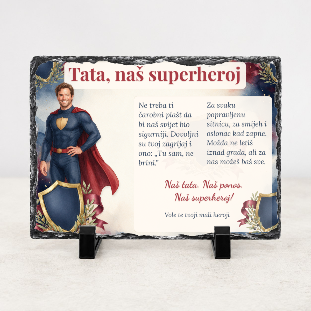 Tata · Naš superheroj · Foto kamen – vodoravno – prikaz proizvoda