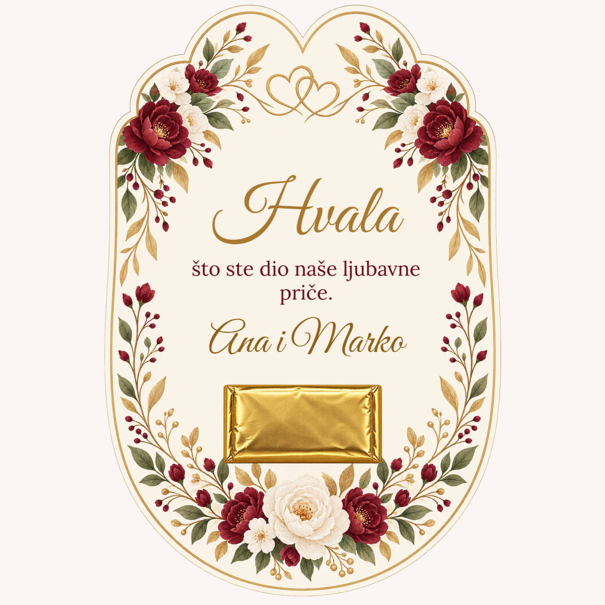 Zahvalnica · Naša dva srca – prikaz proizvoda